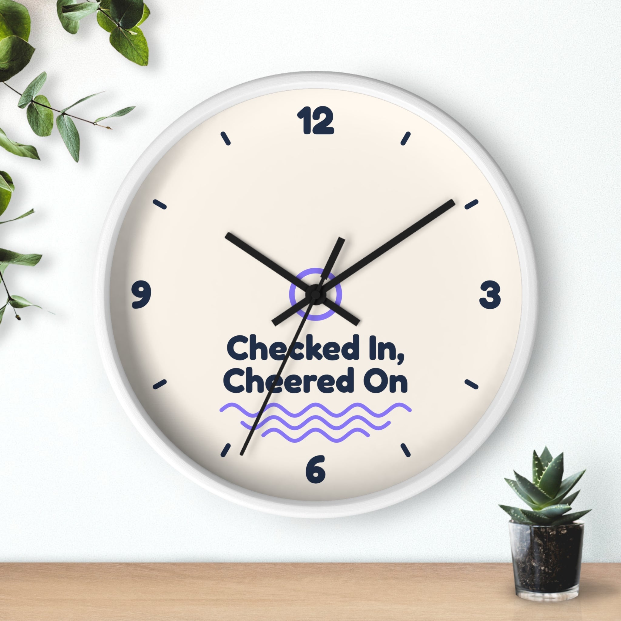 Checked In, Cheered On Wall Clock — Front Desk