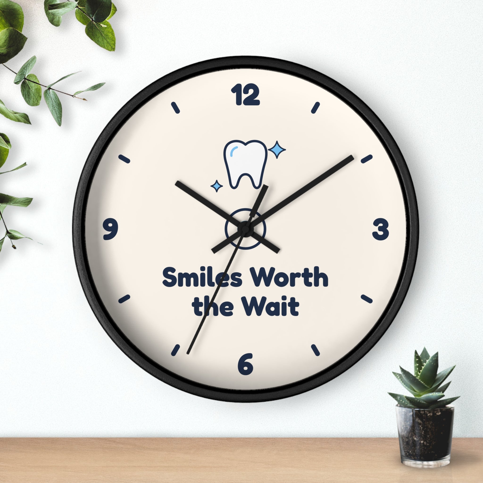 Smiles Worth the Wait Wall Clock — Dental Lobby