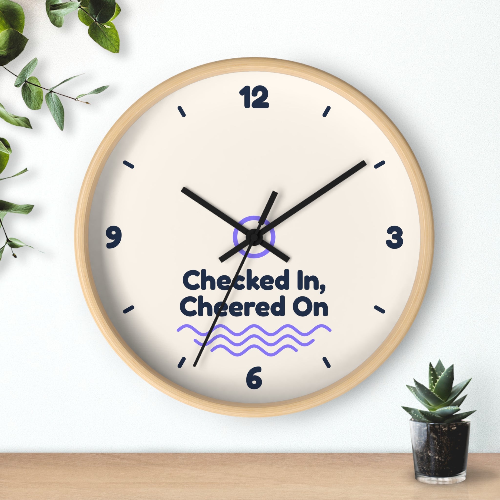 Checked In, Cheered On Wall Clock — Front Desk