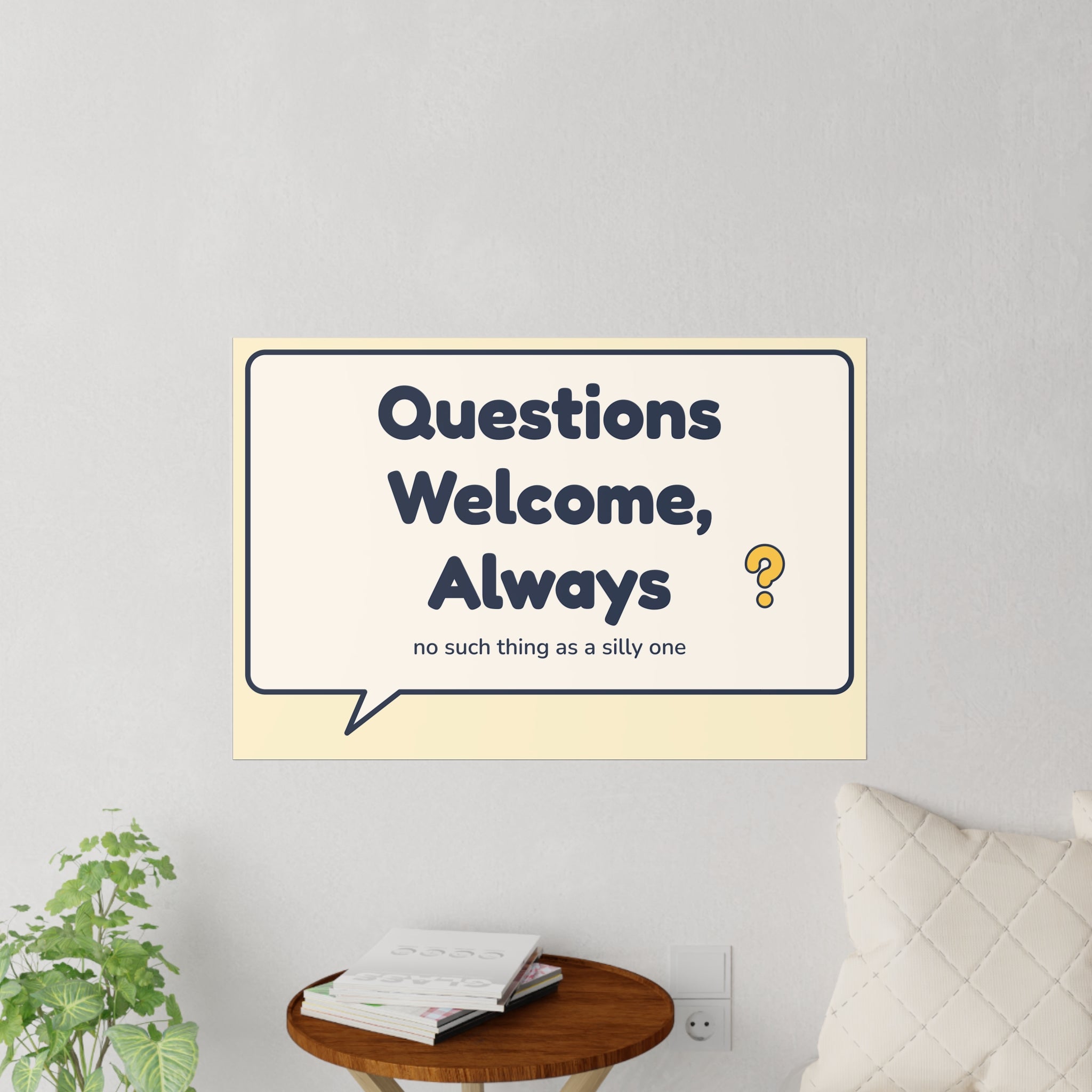 Questions Welcome, Always Wall Decal — Front Desk