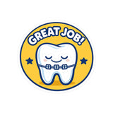 Braces Tooth Great Job Reward Sticker — Cute Dental Orthodontist Laptop Decal
