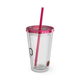 "CUP" Sunsplash Tumbler, Clear Insulated Drink Cup, Reusable Straw Cup, Summer Drinkware, Perfect for Celebrations & Everyday Use