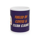 Fueled by Coffee & Clean Claims Halloween Mug – Front Desk