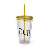 "CUP" Sunsplash Tumbler, Clear Insulated Drink Cup, Reusable Straw Cup, Summer Drinkware, Perfect for Celebrations & Everyday Use