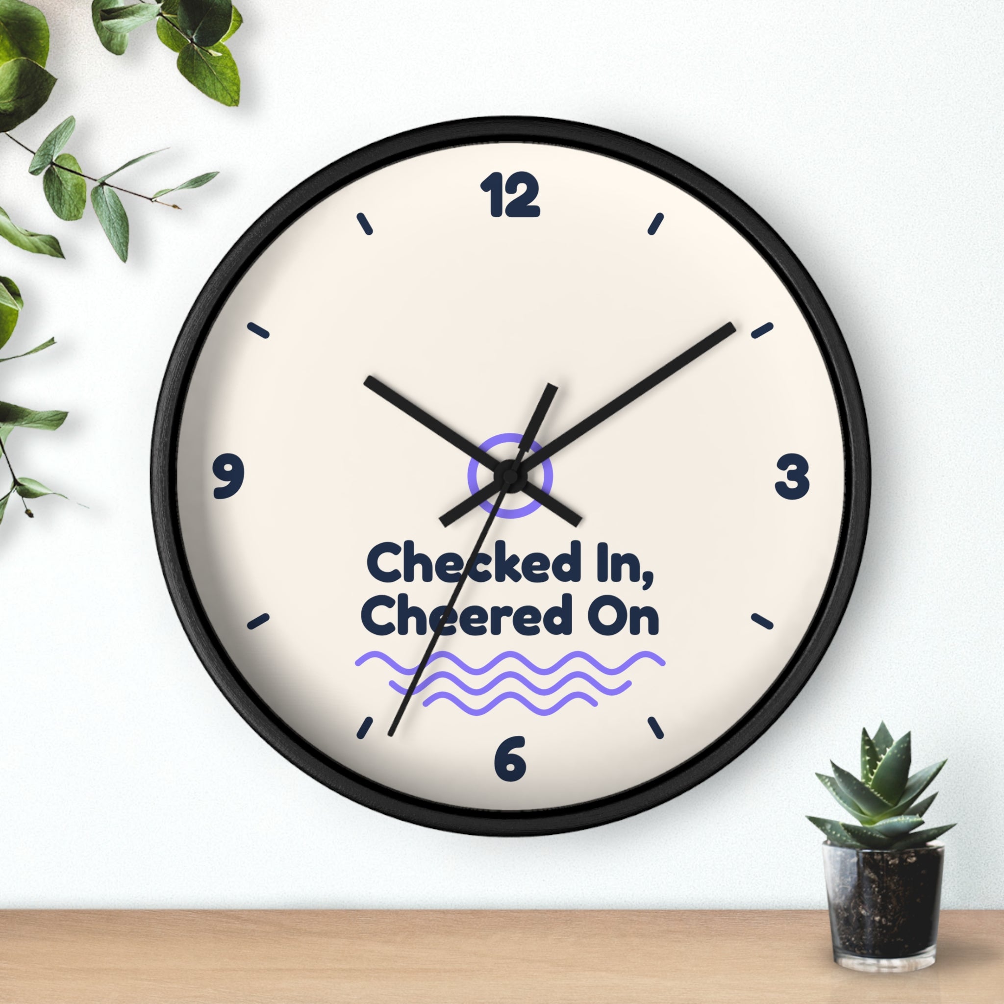 Checked In, Cheered On Wall Clock — Front Desk