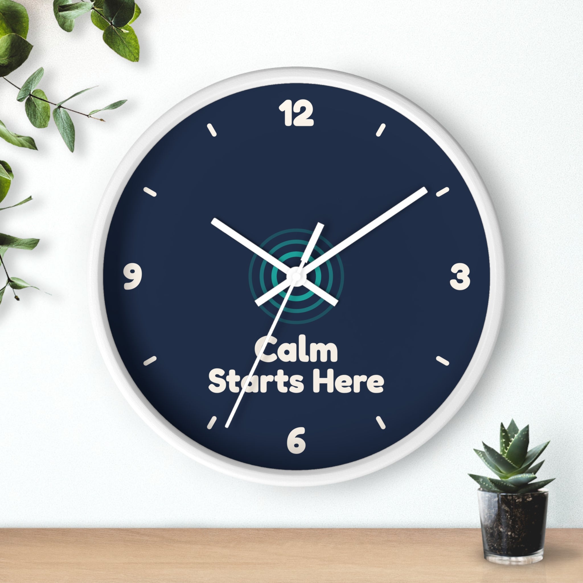 Calm Starts Here Wall Clock — Waiting Room Decor