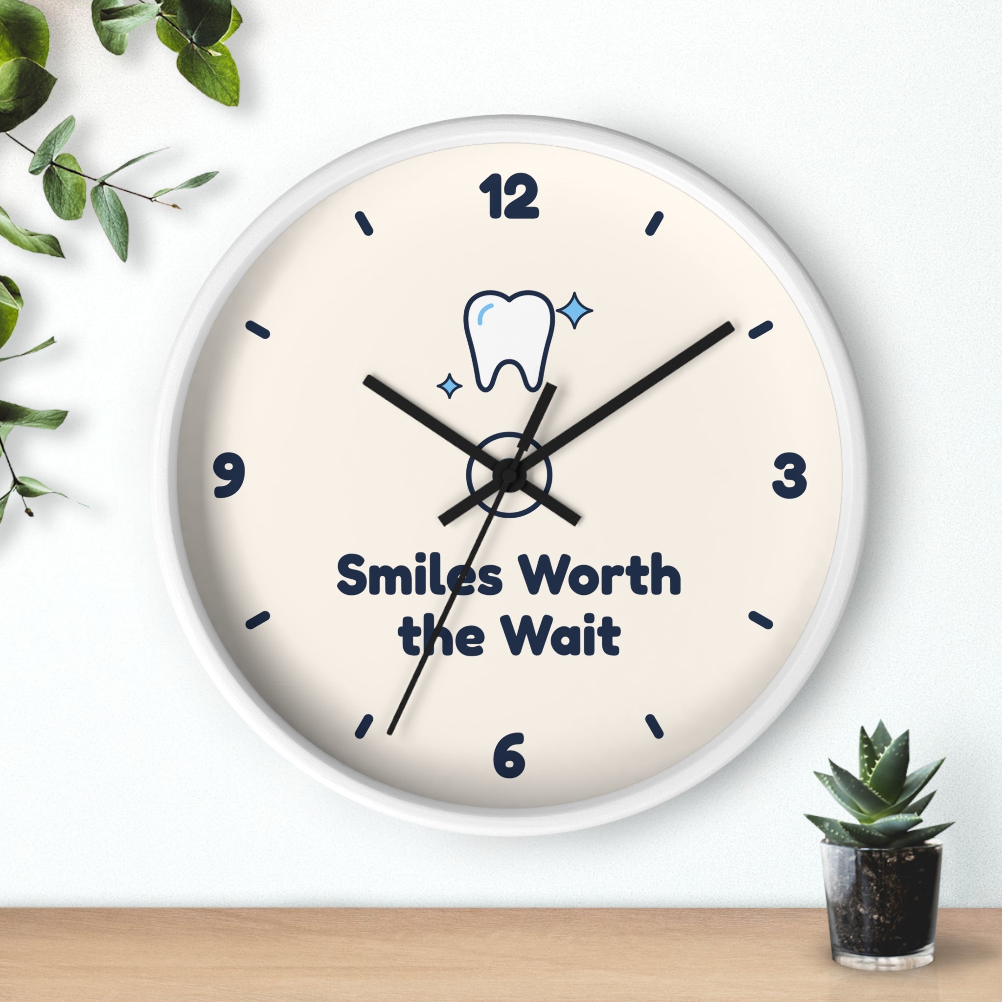 Smiles Worth the Wait Wall Clock — Dental Lobby