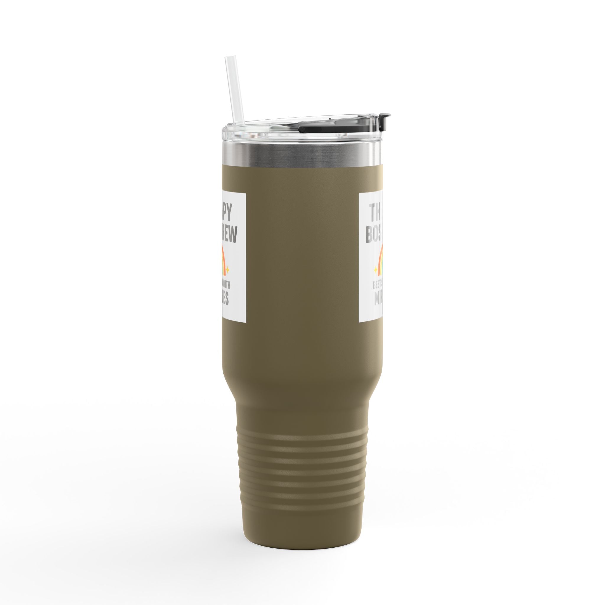 Insulated Travel Mug, 40oz - "Therapy Boss Brew Best Served With Miracles" Perfect for Coffee Lovers | Treat Yourself |  Great Gift for Clinic Owners, Bosses, and VIPs | Travel Tumbler [...]