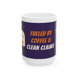 Fueled by Coffee & Clean Claims Halloween Mug – Front Desk