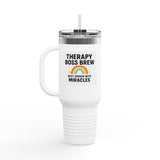 Insulated Travel Mug, 40oz - "Therapy Boss Brew Best Served With Miracles" Perfect for Coffee Lovers | Treat Yourself |  Great Gift for Clinic Owners, Bosses, and VIPs | Travel Tumbler [...]