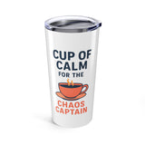 Funny Coffee Tumbler, "Cup of Calm" Travel Mug, 20oz Insulated Cup, Treat Yourself, Stylish Dual Use Dark Beverage Container