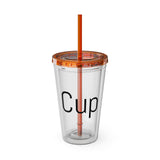 "CUP" Sunsplash Tumbler, Clear Insulated Drink Cup, Reusable Straw Cup, Summer Drinkware, Perfect for Celebrations & Everyday Use